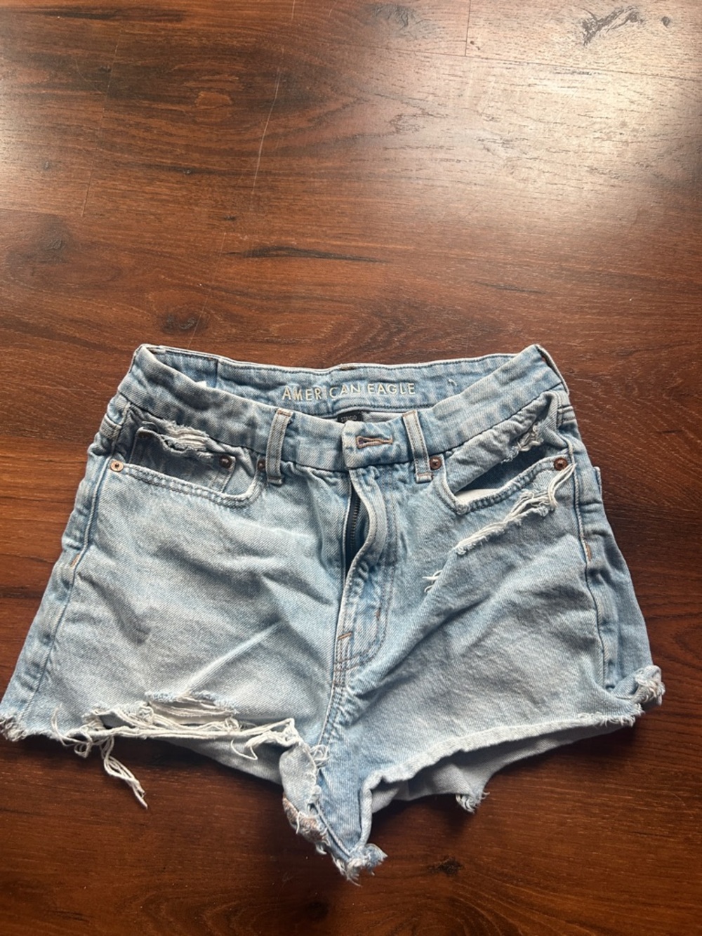 American Eagle Outfitters Light Wash Distressed Denim Shorts